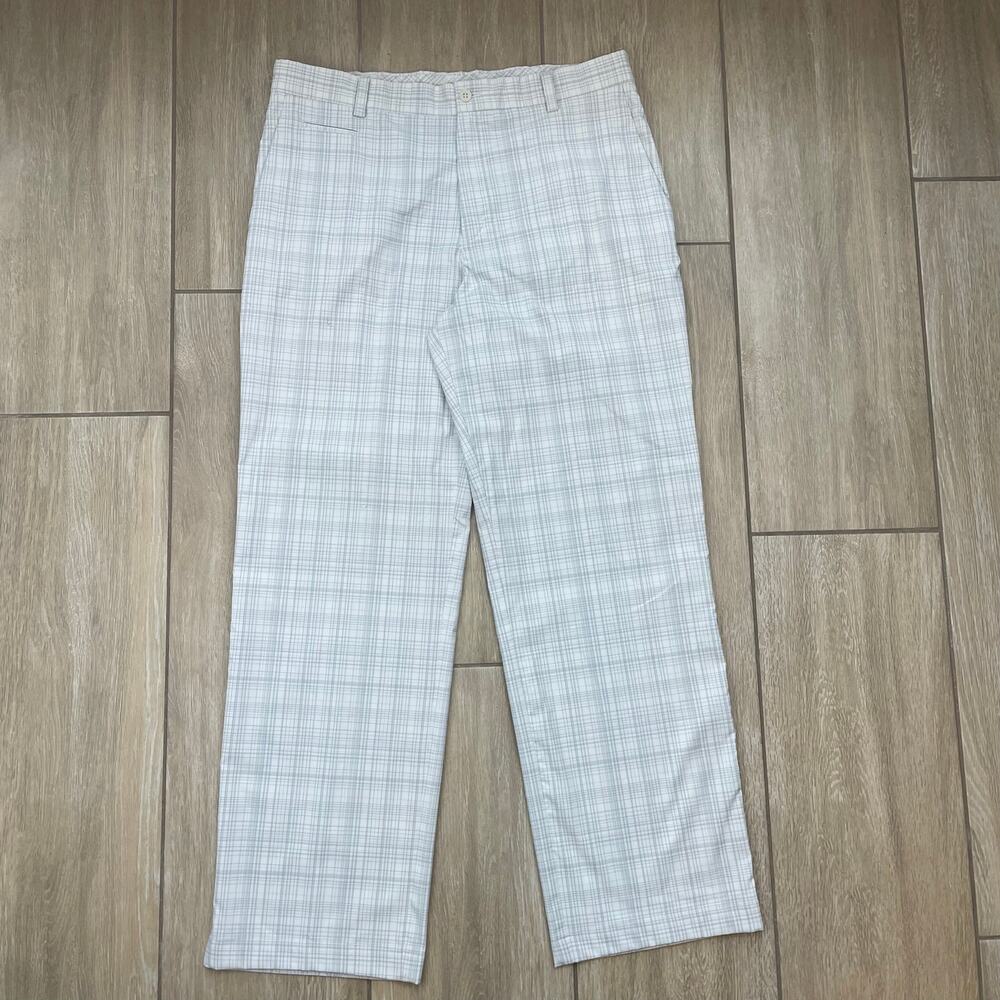 Nike Golf Pants Mens 34x34 Gray Plaid Stretch Performance Golfing Trousers
